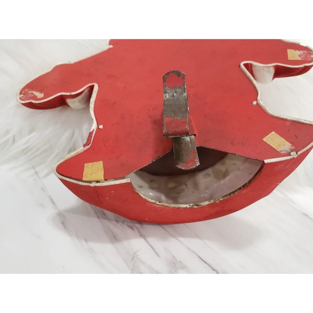 Vintage GLO LITE Flocked Santa Christmas Tree Topper Wall Decor 1940s
